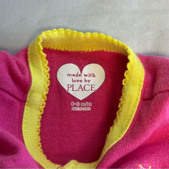 Place Pink and White Footies One Piece with Built-in Feet - Picture 2 of 5